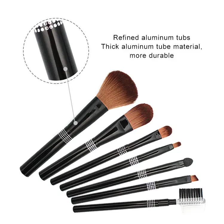 7 Pcs High-end Bright Black Series Makeup Set Brush Makeup Tools