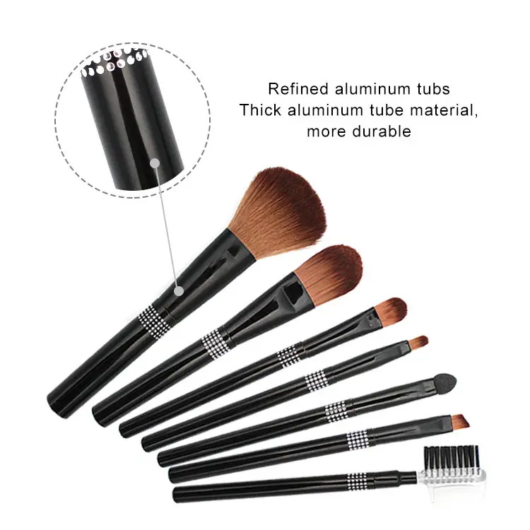 7 Pcs High-end Bright Black Series Makeup Set Brush Makeup Tools