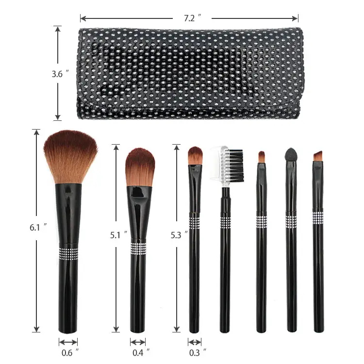 7 Pcs High-end Bright Black Series Makeup Set Brush Makeup Tools