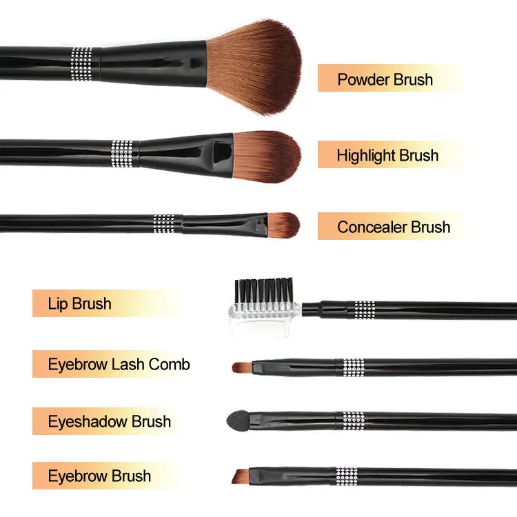 7 Pcs High-end Bright Black Series Makeup Set Brush Makeup Tools