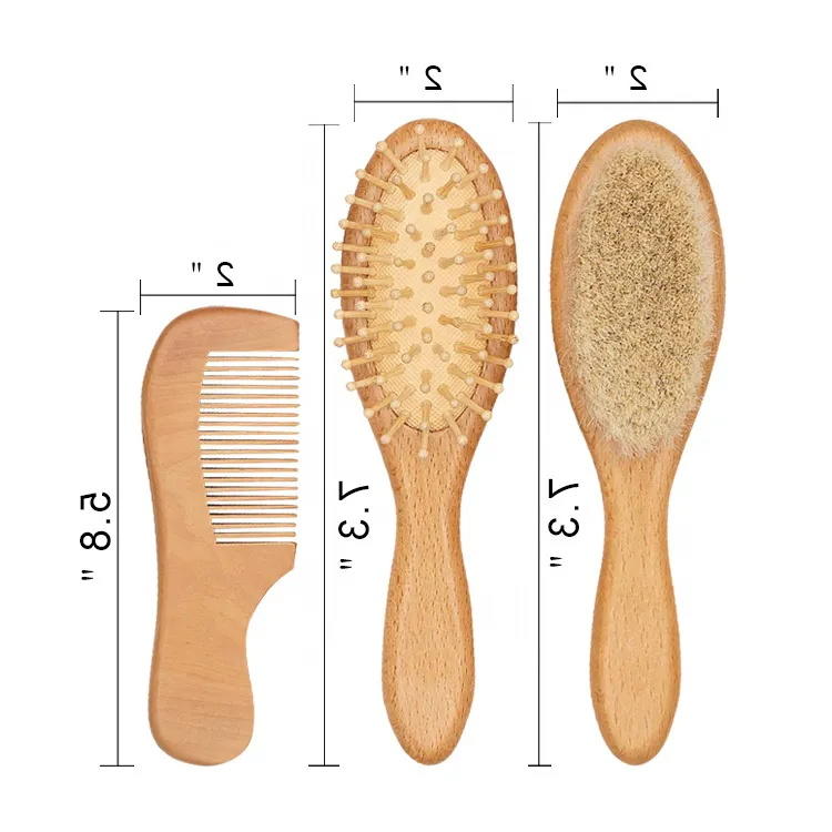 Wool Brush Set Children's Bamboo Brush Wood Comb Massage Comb