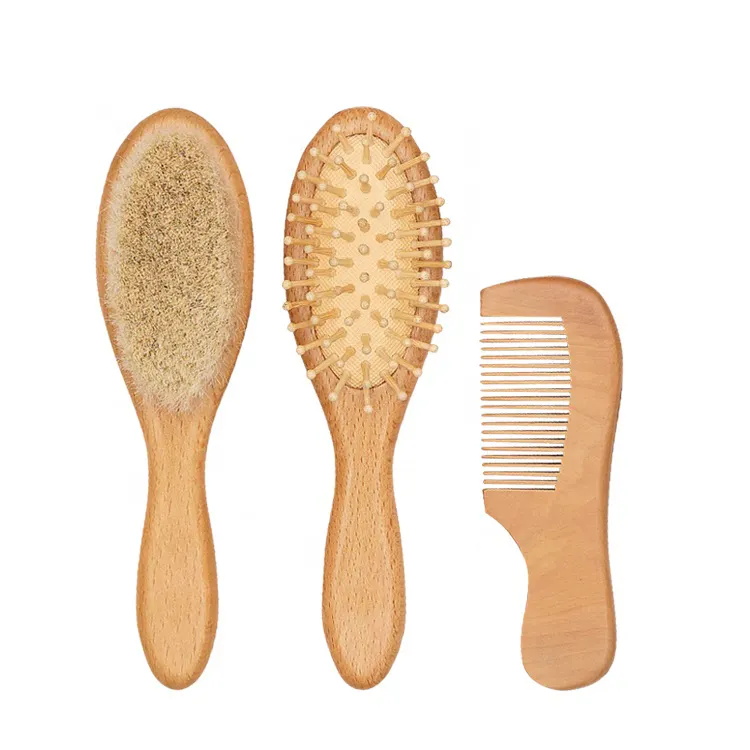 Wool Brush Set Children's Bamboo Brush Wood Comb Massage Comb