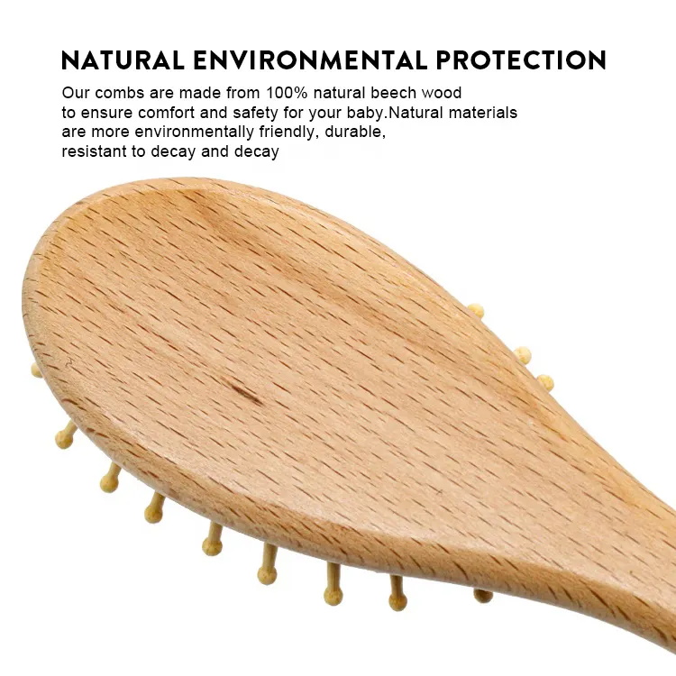 Wool Brush Set Children's Bamboo Brush Wood Comb Massage Comb