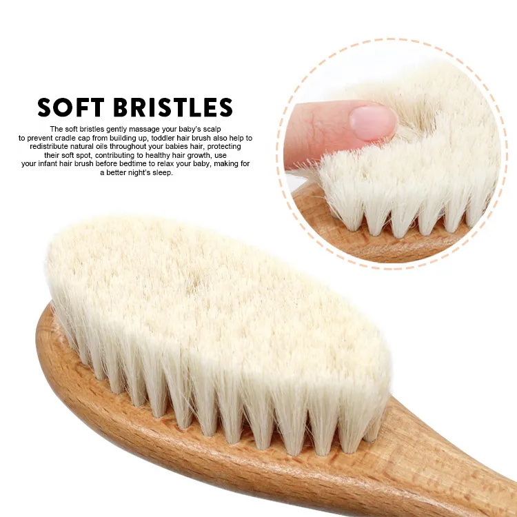 Wool Brush Set Children's Bamboo Brush Wood Comb Massage Comb