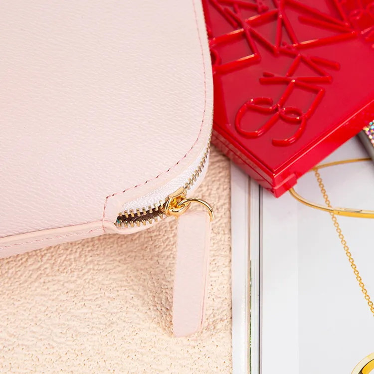 Leather Cosmetic Storage Bag Solid Color PU Makeup Bag