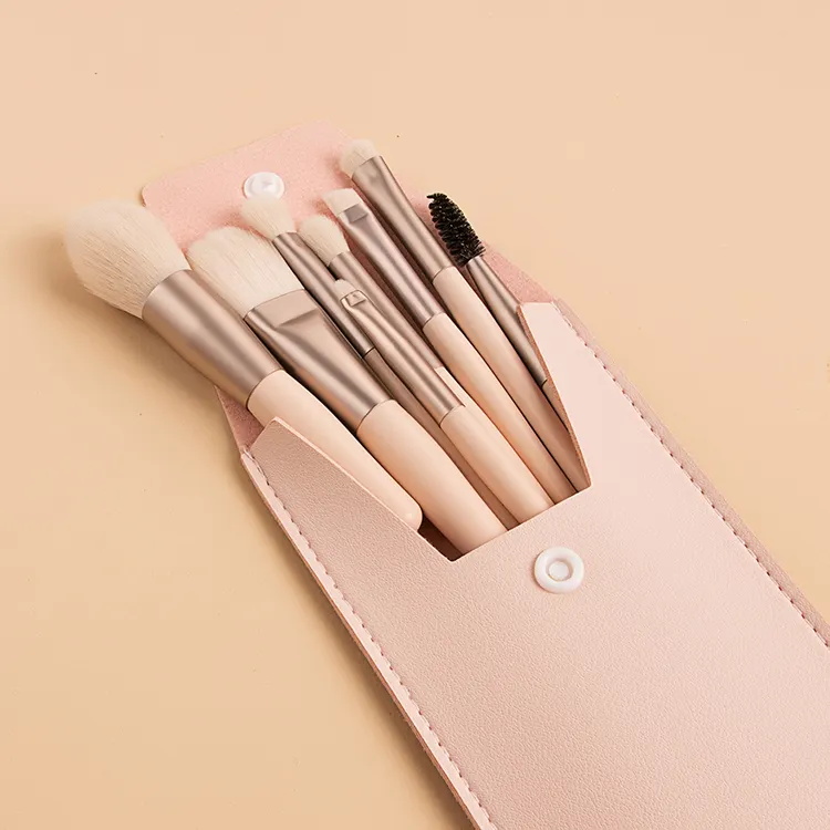 Mini Makeup Brush Set Macaron 8 Pcs Portable Beauty Brushes