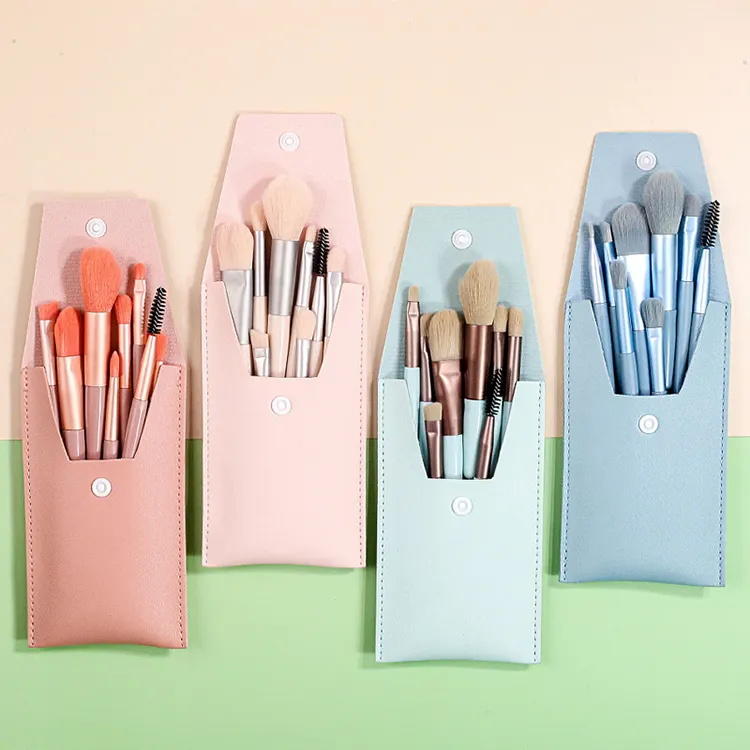 Mini Makeup Brush Set Macaron 8 Pcs Portable Beauty Brushes