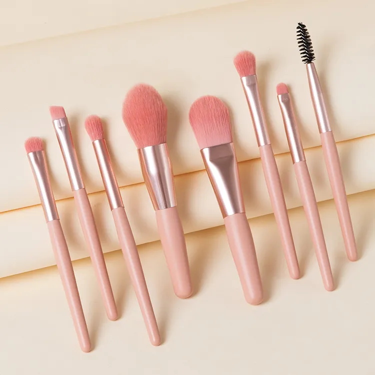 Mini Makeup Brush Set Macaron 8 Pcs Portable Beauty Brushes