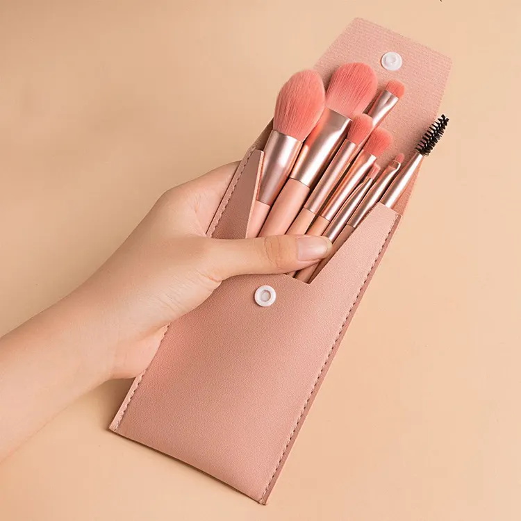 Mini Makeup Brush Set Macaron 8 Pcs Portable Beauty Brushes