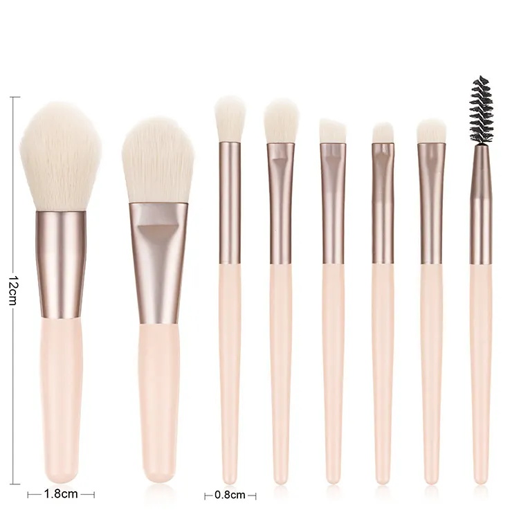 Mini Makeup Brush Set Macaron 8 Pcs Portable Beauty Brushes