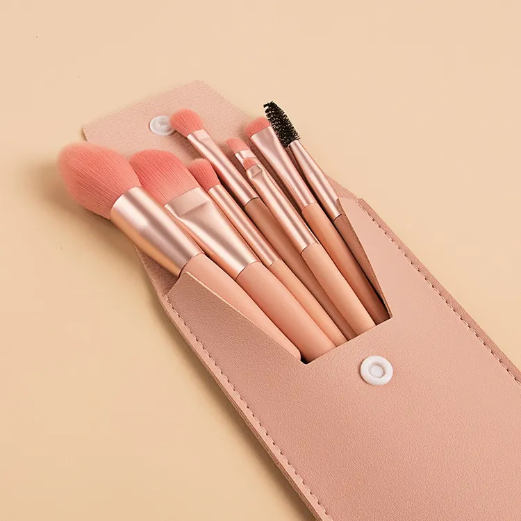 Mini Makeup Brush Set Macaron 8 Pcs Portable Beauty Brushes