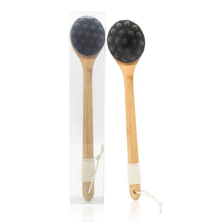 Black Long Handle Back Japanese Cat Claw Soft Hair Bath Brush 