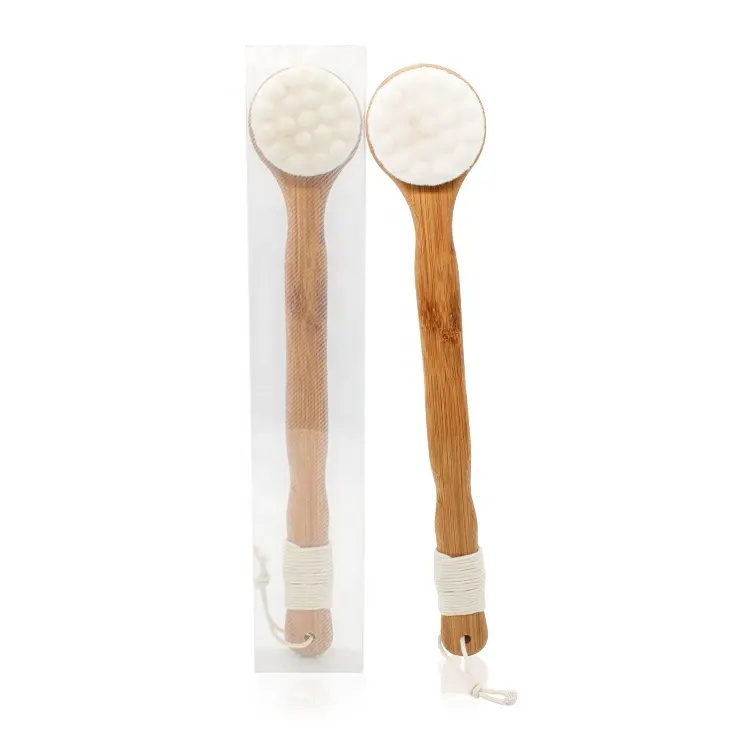 White Cat Paw Long Handle 40cm Nanmu Soft Bath Brush