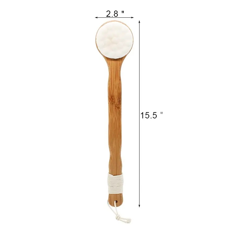 White Cat Paw Long Handle 40cm Nanmu Soft Bath Brush