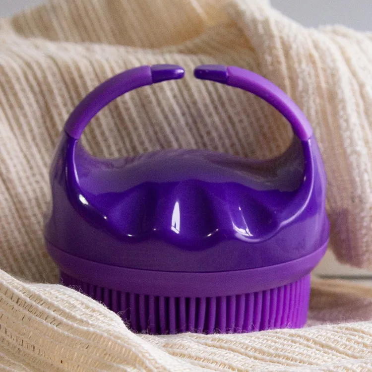 Round Exfoliating Silicone Long Hair Bath Brush With Handle