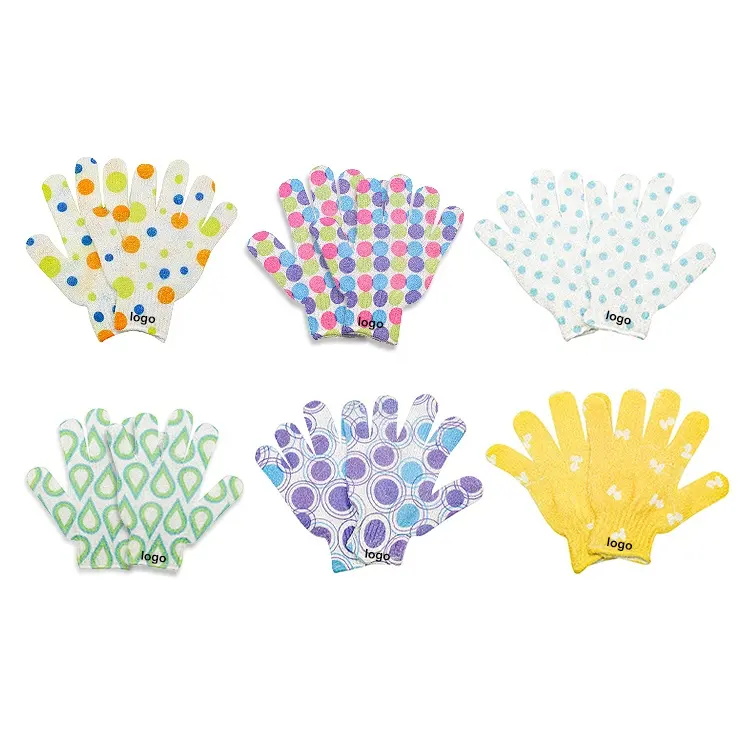 Classic Polka-dot Printed Bath Gloves Five Fingers