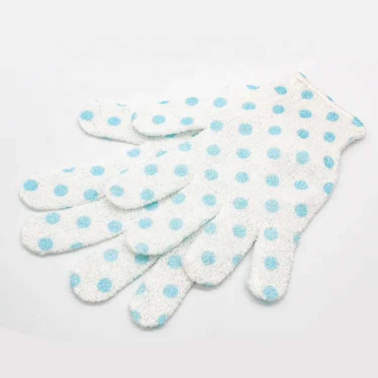 Classic Polka-dot Printed Bath Gloves Five Fingers