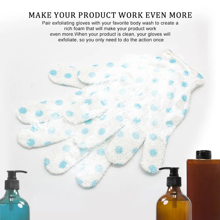 Classic Polka-dot Printed Bath Gloves Five Fingers
