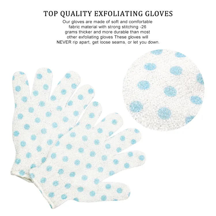 Classic Polka-dot Printed Bath Gloves Five Fingers