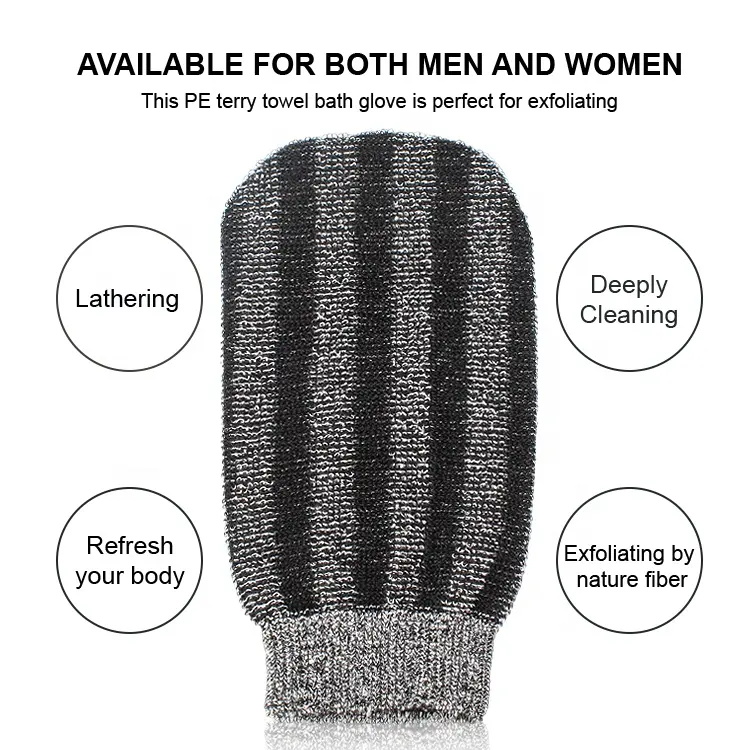 Men Women Bath Scrub Bath Towel Striped Bath Gloves