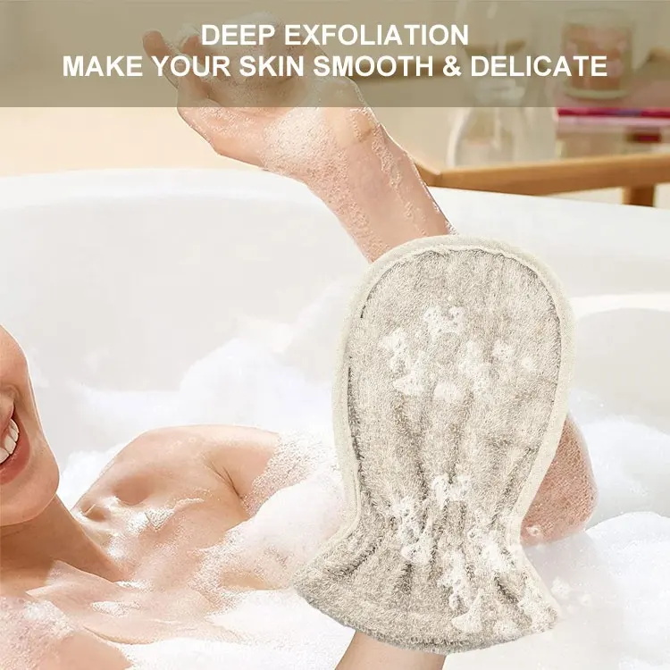Linen Eco Friendly Exfoliating Glove Double-sided Bath Gloves