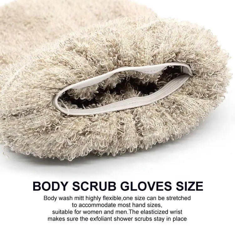 Linen Eco Friendly Exfoliating Glove Double-sided Bath Gloves