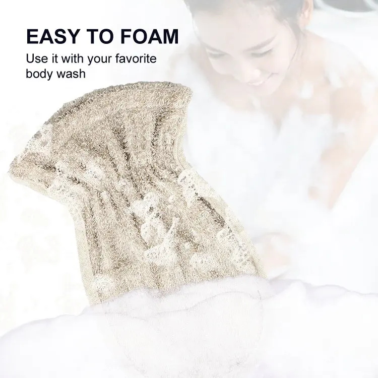 Linen Eco Friendly Exfoliating Glove Double-sided Bath Gloves