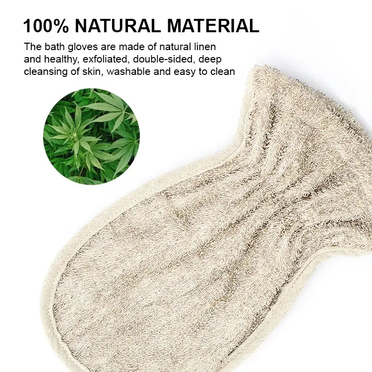 Linen Eco Friendly Exfoliating Glove Double-sided Bath Gloves