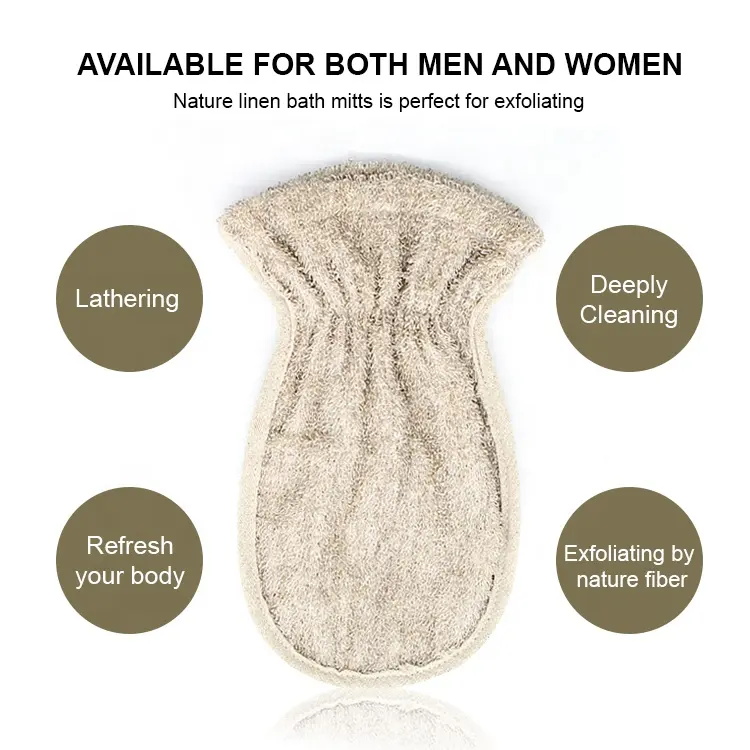 Linen Eco Friendly Exfoliating Glove Double-sided Bath Gloves
