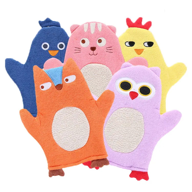 Cartoon cotton scrubbing bath children baby bathing ball towel gloves