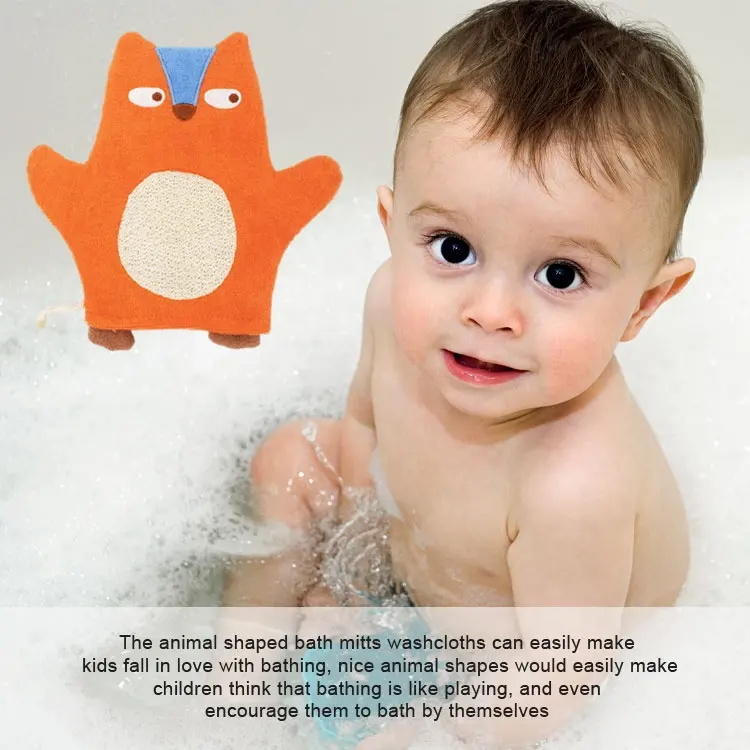 Cartoon cotton scrubbing bath children baby bathing ball towel gloves
