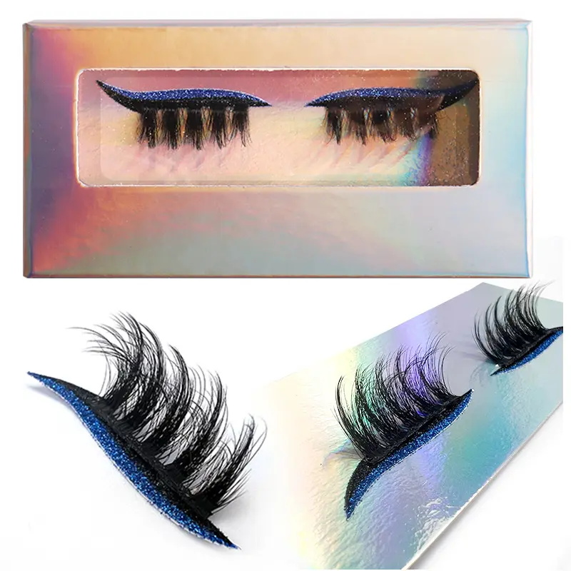 One Pair False Eyelashes Eyeshadow Eyeliner Sticker with Eyelashes