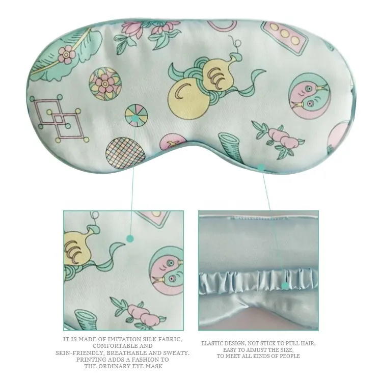 Customized Printing Mulberry Silk Adjustable Eye Mask for Kids and Adults