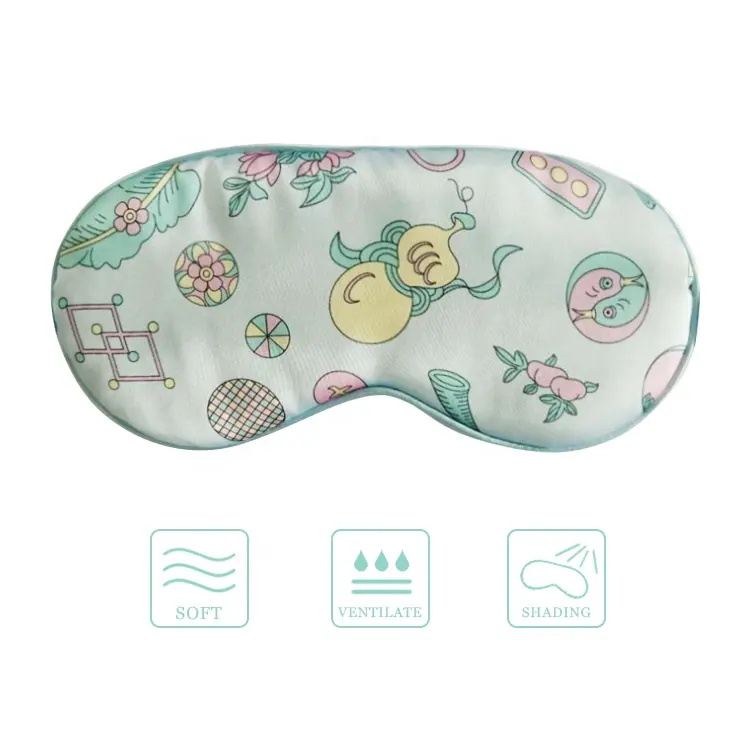 Customized Printing Mulberry Silk Adjustable Eye Mask for Kids and Adults
