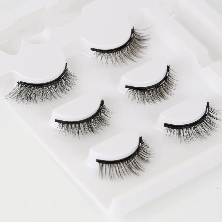 3 Pairs Reusable False Eyelashes & Tools Tweezer Liquid Eyeliner Set