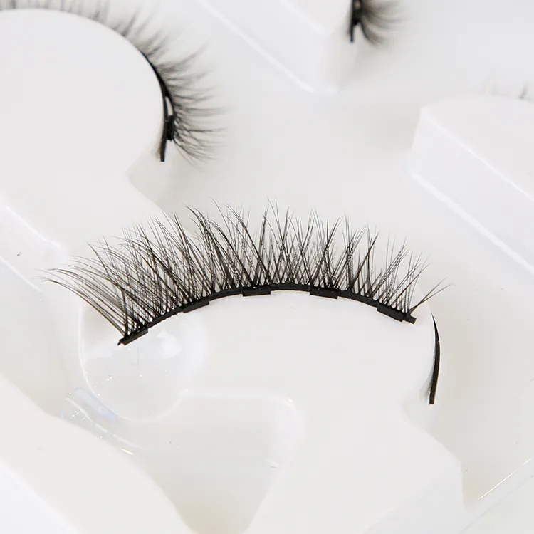 3 Pairs Reusable False Eyelashes & Tools Tweezer Liquid Eyeliner Set