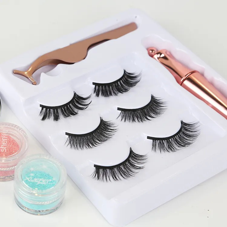 3 Pairs Makeup Tools Magnetic False Eyelash And Eyeliner Sets