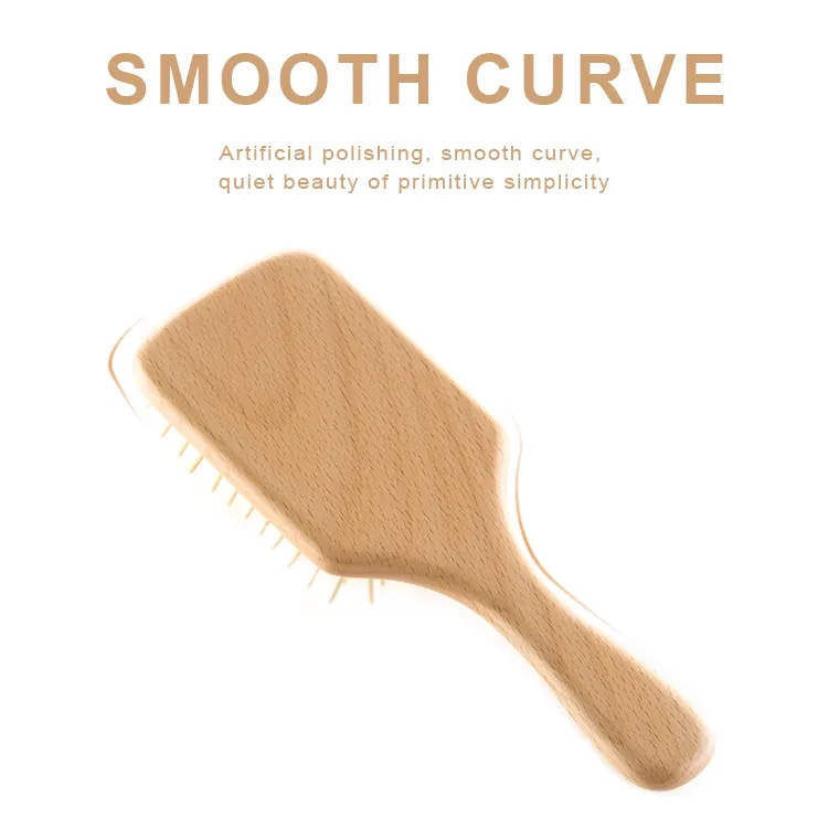 Natural Wooden Bristle Air Cushion Detangling Massage Hairbrush