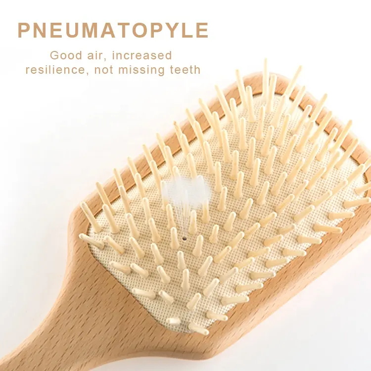 Natural Wooden Bristle Air Cushion Detangling Massage Hairbrush