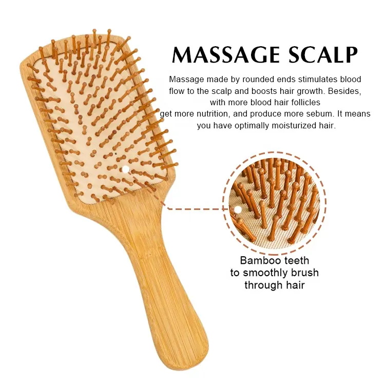 Bamboo Detangling Massage Hairbrush air bag comb