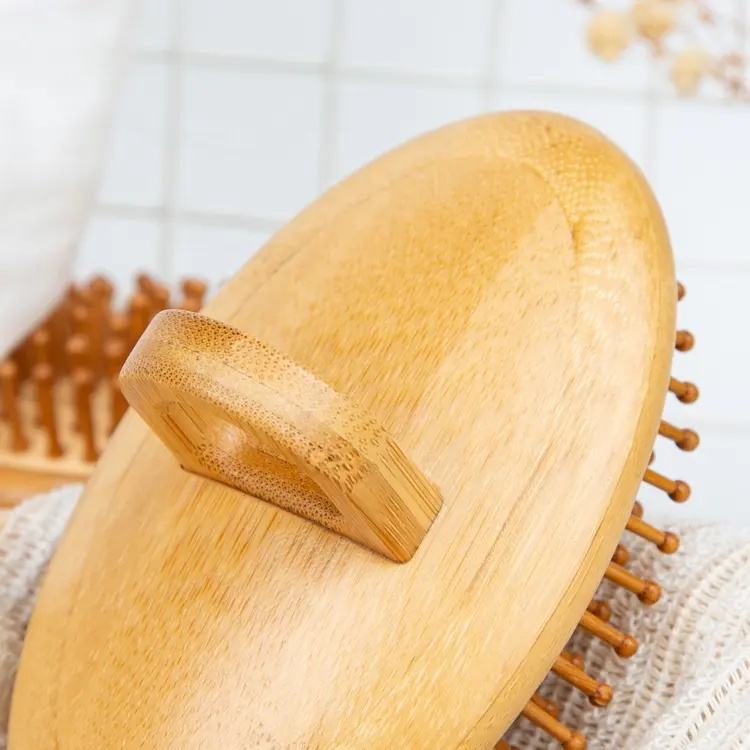 Handheld Massage Air Cushion Natural Bamboo Hairbrush Mini
