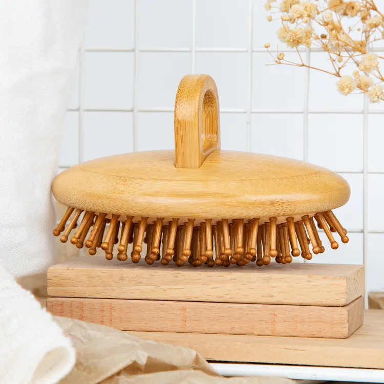 Handheld Massage Air Cushion Natural Bamboo Hairbrush Mini