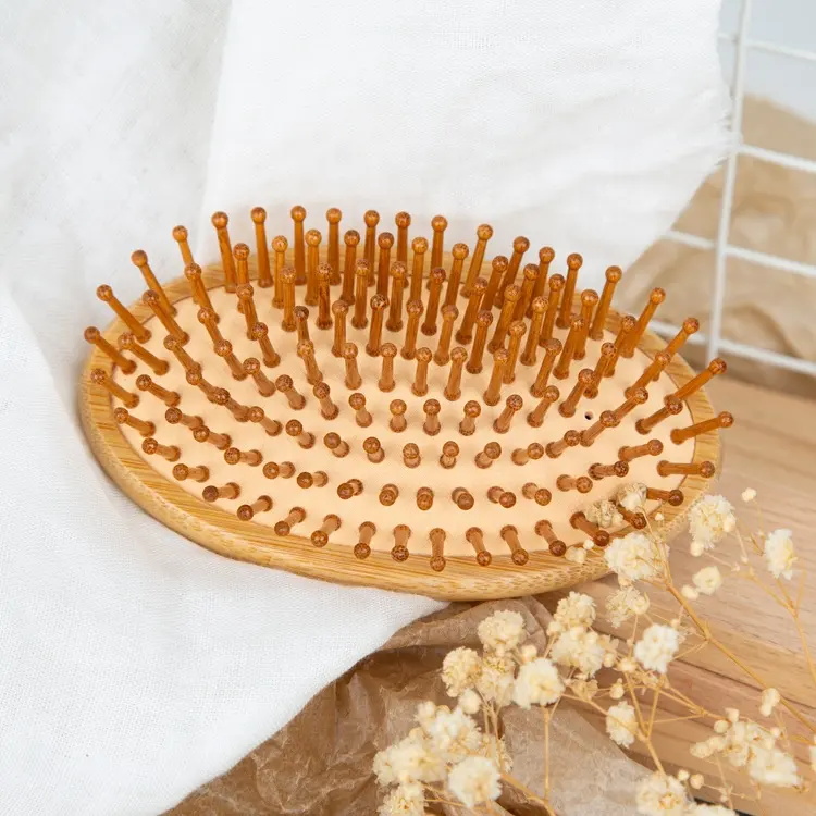 Handheld Massage Air Cushion Natural Bamboo Hairbrush Mini