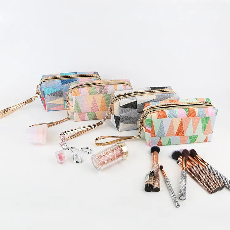 PVC Contrast Color Makeup Storage Bag Cosmetic Case