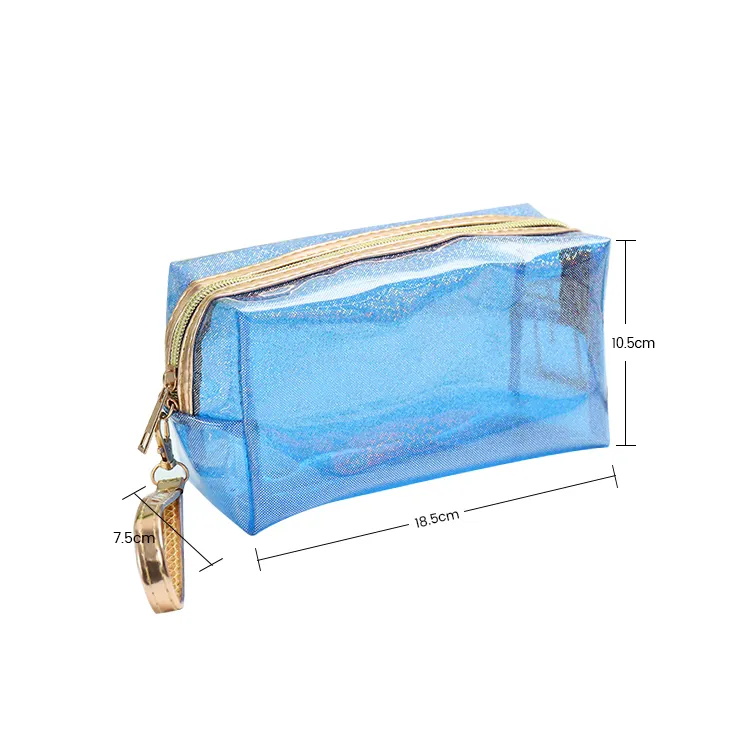 Large Capacity Laser Pvc Transparent Makeup Bag Case With Handle