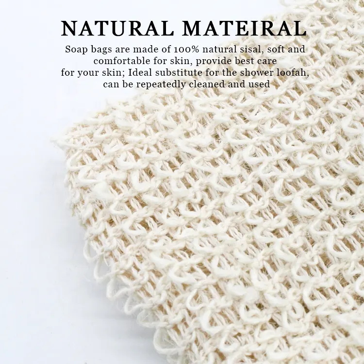 Natural Bath Shower Exfoliating Sisal Soap Bag with Drawstring