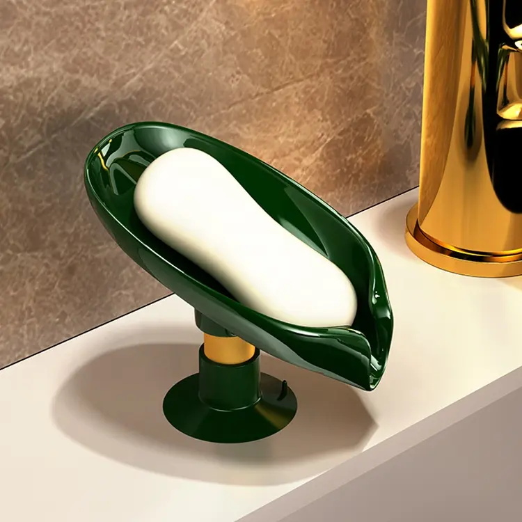 Creative Leaf Shaped Shelving Soap Box with Suction Cup
