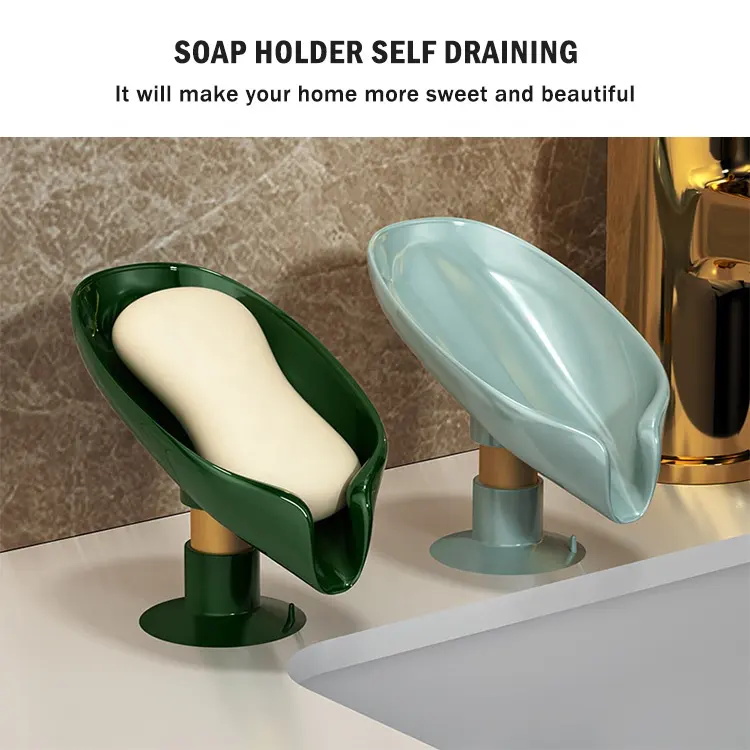 Creative Leaf Shaped Shelving Soap Box with Suction Cup