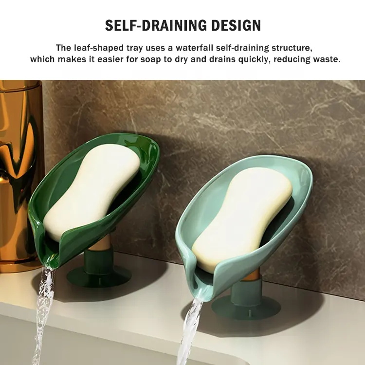 Creative Leaf Shaped Shelving Soap Box with Suction Cup
