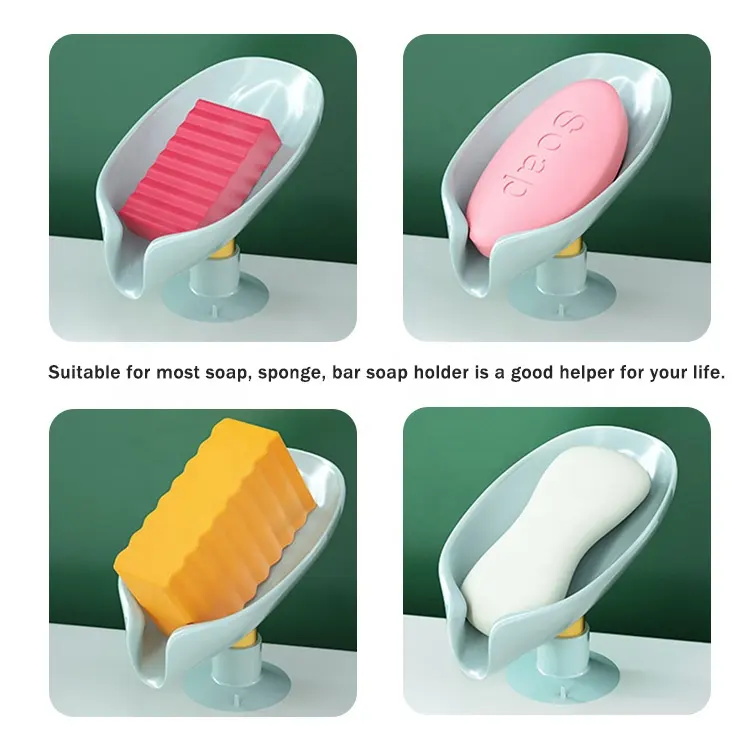 Creative Leaf Shaped Shelving Soap Box with Suction Cup